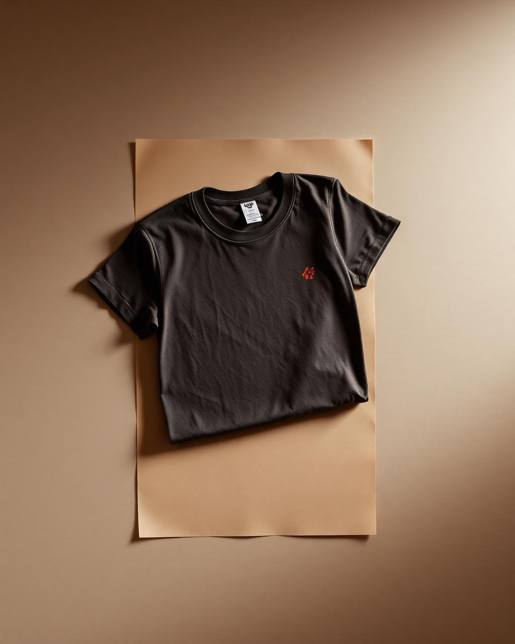 A vintage-aesthetic T-shirt mockup generated by TrendBlend AI on a stone-gray paper backdrop